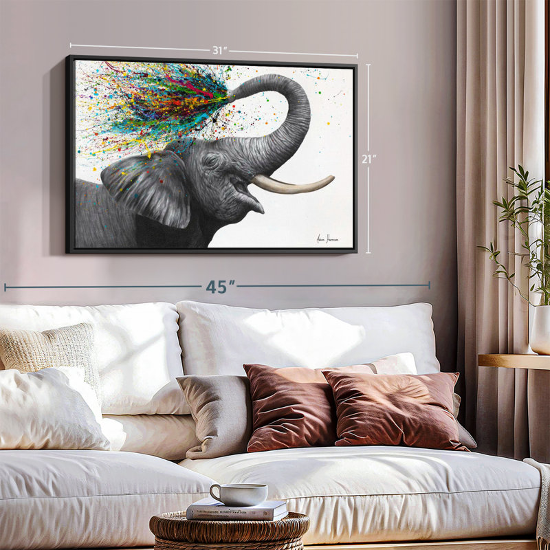 «Elephant Elation», reproduction sur toile, H 21 po x l 31 po