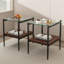 Ensemble de 3 tables basses et tables de bout, table en verre trempé avec panneau de fibres à densité moyenne, tables modernes pour le salon, verre transparent