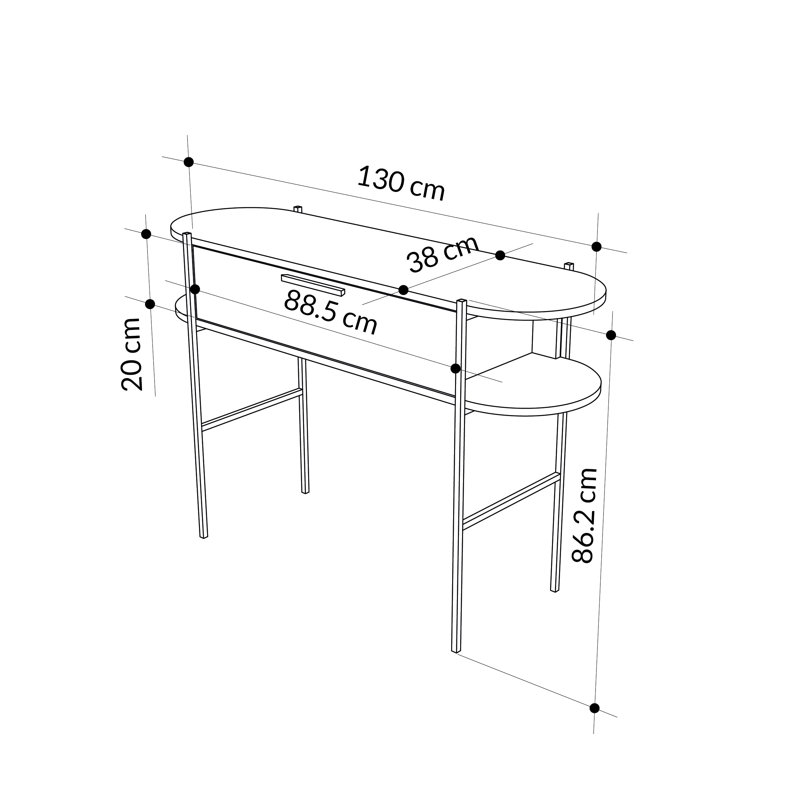 Germany 130cm Console Table, Light Grey/Natural