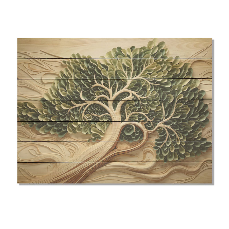 Tree American Basswood Collage II - Arbre sur bois, H 34 po x l 44 po