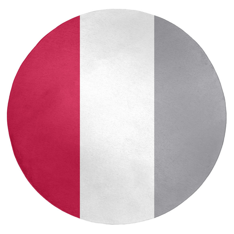 Tapis rouge rayé/argenté, Rond 5 pi