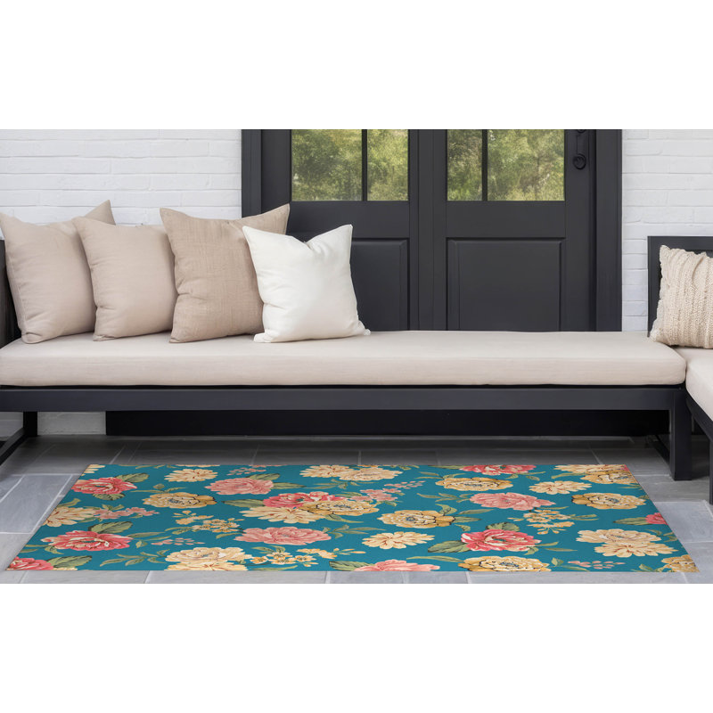 Tapis extérieur Catherine, Bleu, Rectangle 5 pi x 3 pi