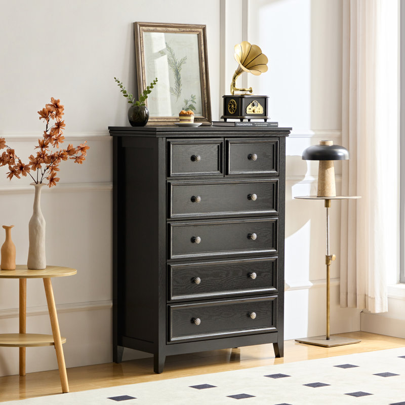 Commode 6 tiroirs Farmhouse, Noir