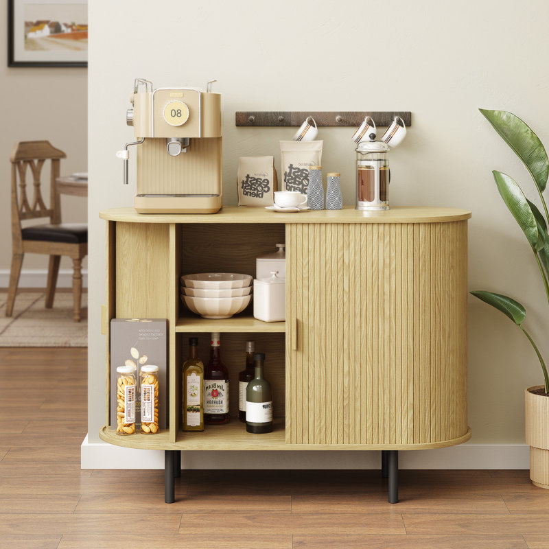 Buffet en bois Jamyia avec 2 portes et tablettes réglables , Chêne, H 29,5 po x l 39,3 po x P 15,7 po