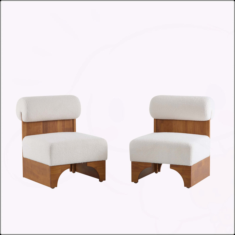 [Ensemble de 2] Méridienne moderne Boucle avec structure en bois massif et dossier roulé