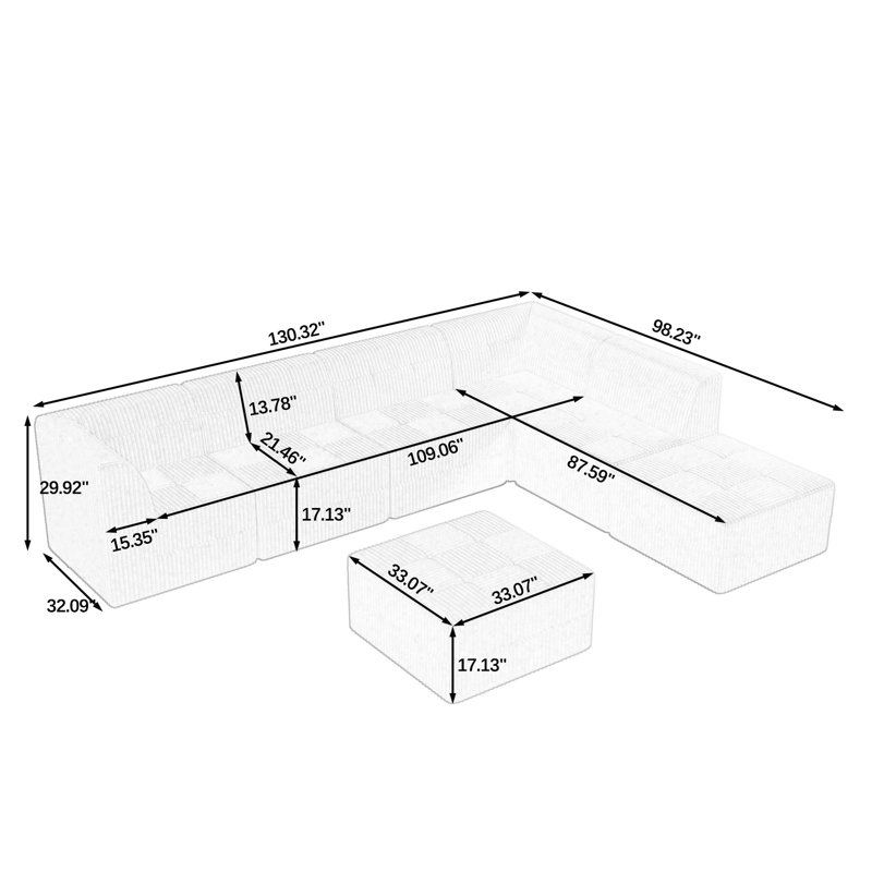 Boneless L Shape Modular Sectional Sofa