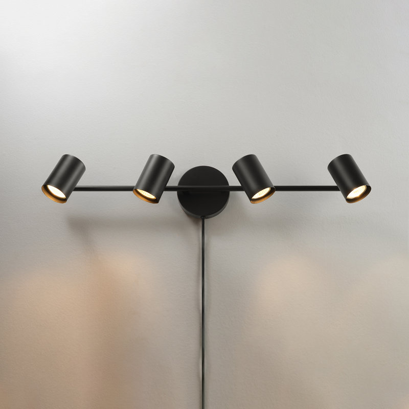 26 Inch 4-Light Matte Black Plug-In Track Lighting with Pivoting Track Heads