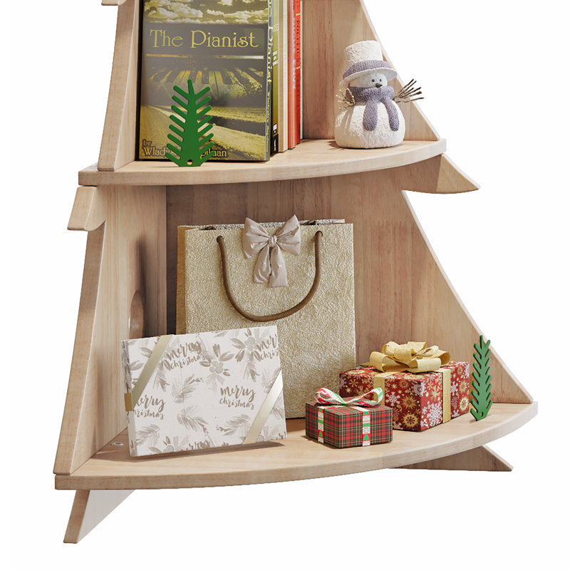 Bibliothèque de coin, tablette autoportante, rangement, bibliothèque de sapin de Noël pour salon, décoration des fêtes, Clair