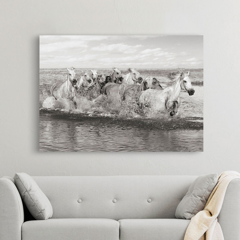 Herd Of Horses, Camargue - Wrapped Canvas Print, 70cm H x 100cm W x 4cm D