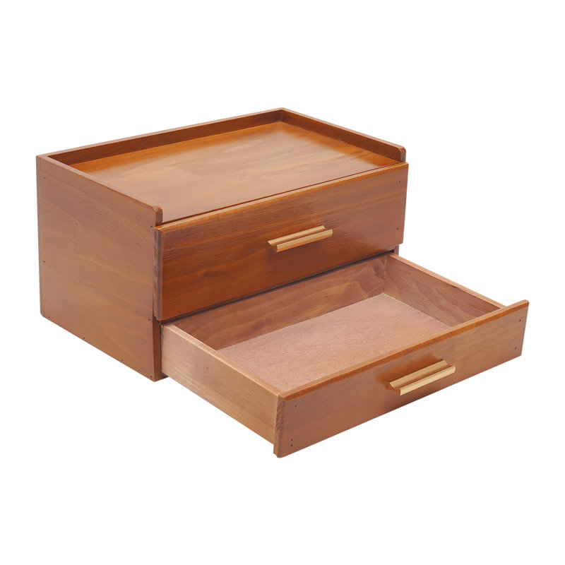 Desktop Organiser With 2 Drawers, Brown