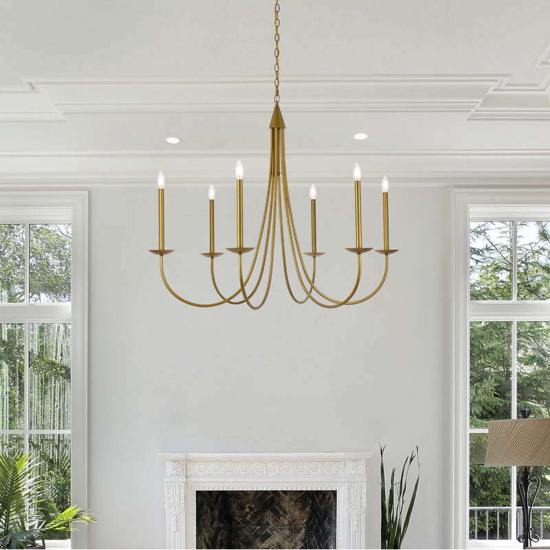 Baltray 6-Light Chandelier, Laiton, H 35,3 po x l 42 po x P 42 po