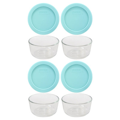 Pyrex (4) bols en verre de 1 tasse et (4) couvercles de 1 tasse en PC