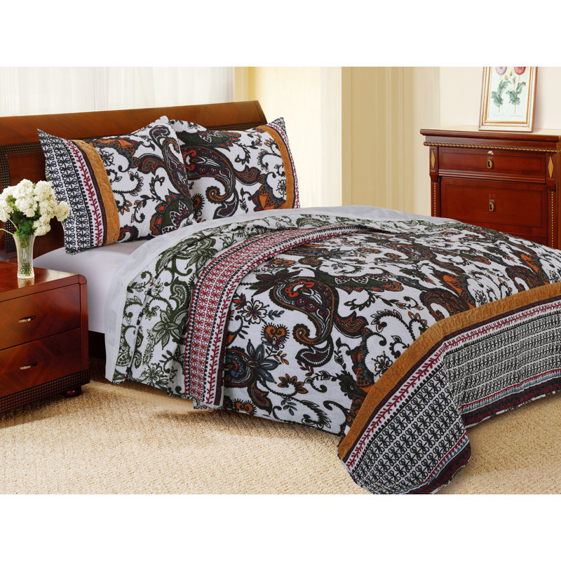 Greenland Home Fashions Orleans Multi 3-Piece Queen Size Quilt Set 90x90 + 20x26 (2), Full/Queen Quilt + 2 Shams