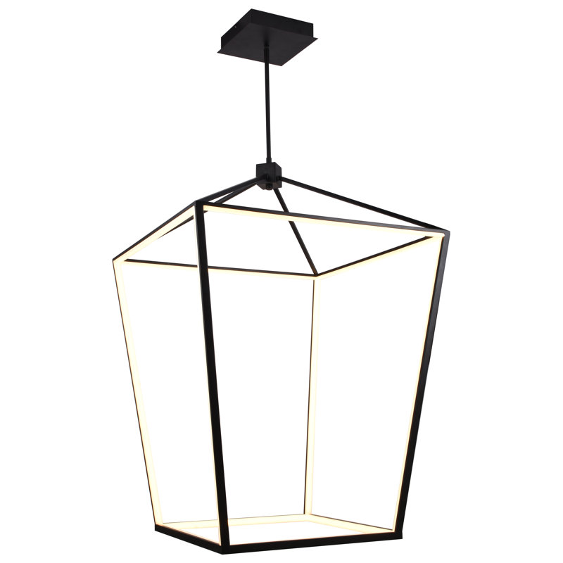 Lollar 1 - Light LED Lantern Pendant, 42" H x 30" W x 42" D, Black