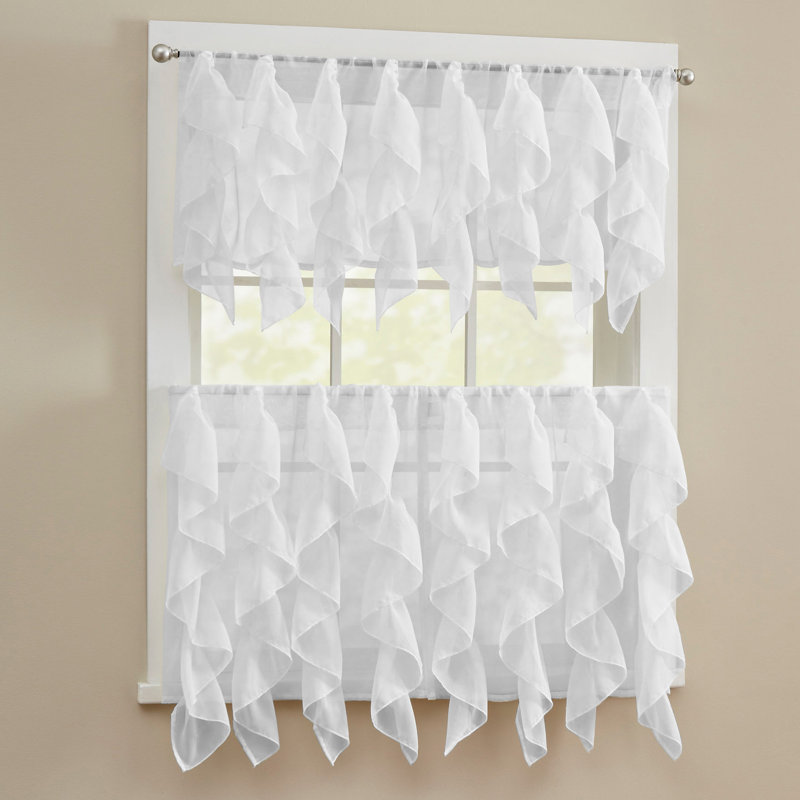 Alonza Ruffled Window Valance, White