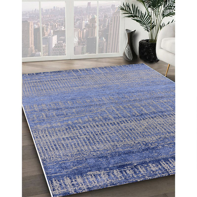 Tapis 100% moderne 2797 de style Mid-Century lavable à la machine, Carré 5 pi