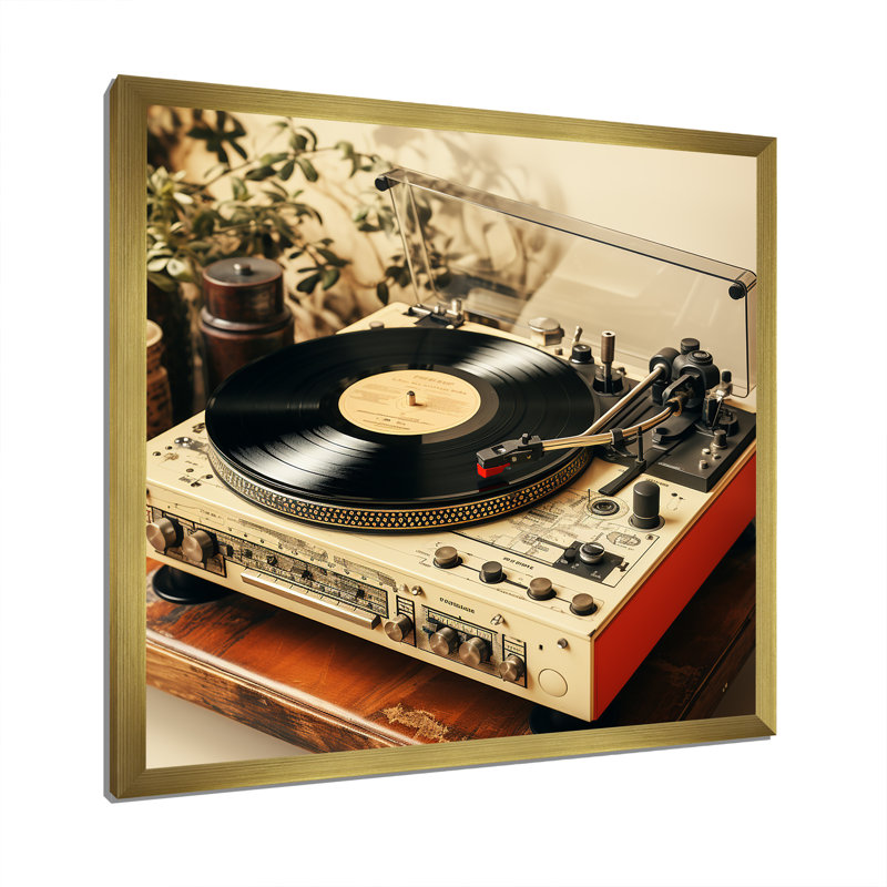 Art mural rétro vinyle vinyle Melody III - Platines, Or, H 16 po x l 16 po