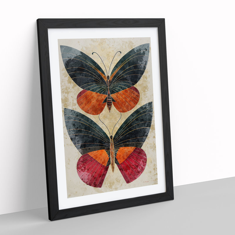 Butterflies In Watercolour No.3 - Single Picture Frame Painting, Black, 64cm H x 46cm W x 2cm D