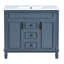 Meuble-lavabo de salle de bain 36 po - Bleu, conception fonctionnelle, armoire spacieuse, 2 tiroirs, portes