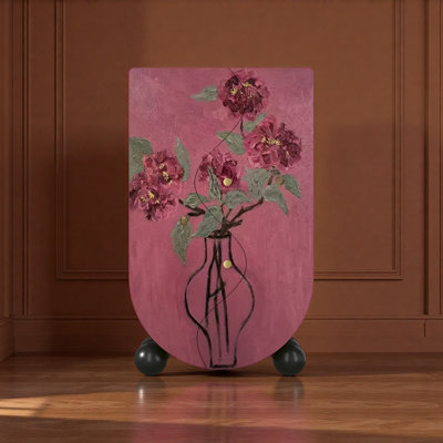 Armoire vintage en bois massif floral pour le salon