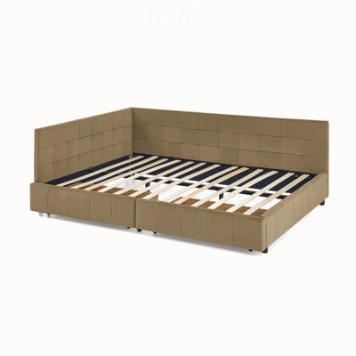 Structure de lit tapissier pour grand lit, dossier et accoudoirs confortables pour la chambre à coucher et le salon