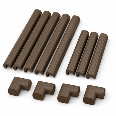 Extra-Wide 9ft Fireplace Edge Corner Protector Set - Pre-Taped 3M Adhesive NBR Rubber Foam Safety Bumper Guards with 2 Corners, SGS Flame-Resistant Furniture Cushion for Brick & Stone Hearths (Coffee Brown)