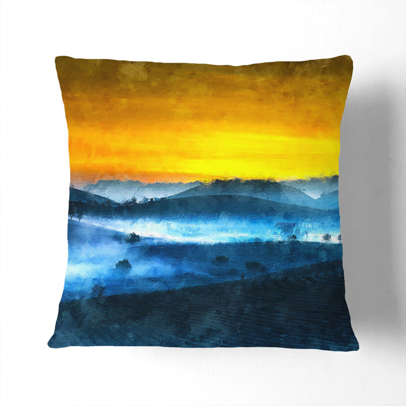 Sunrise over a Tea Plantation Cushion with Filling, White, 40cm H x 40cm W x 15cm D