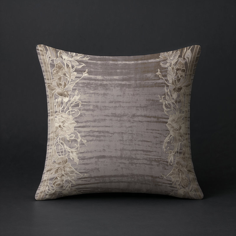 Coussin décoratif intérieur / extérieur gris Modern Modern, Gris / abstrait brun clair, Carré 16 po