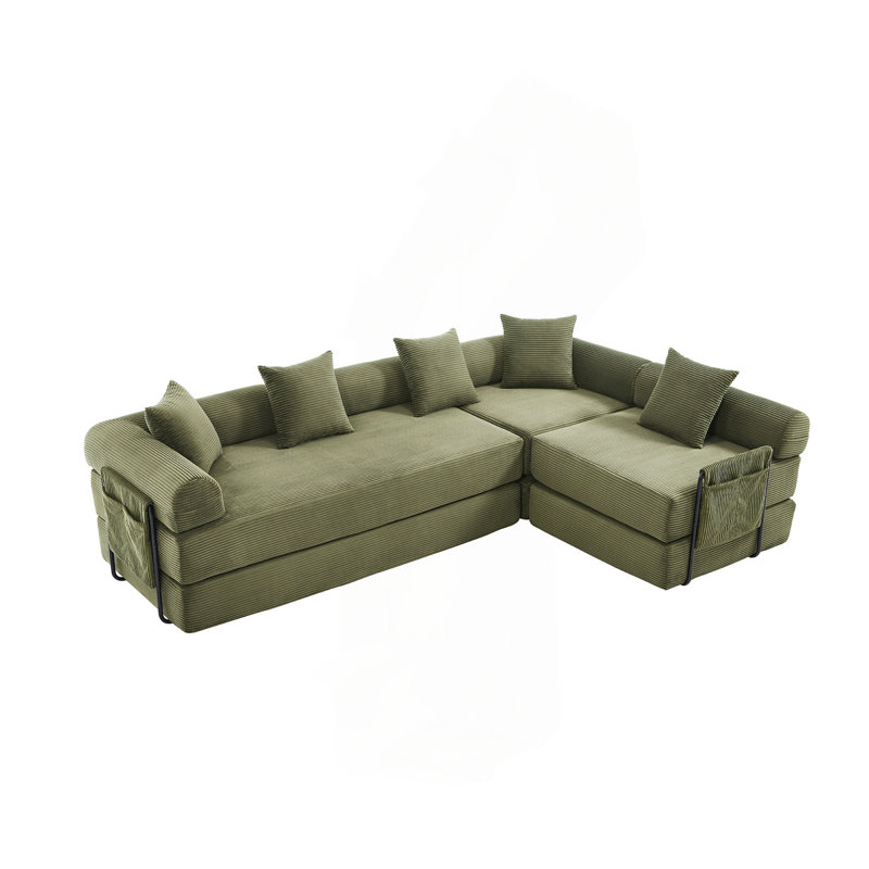 Canapé-lit convertible pliant, avec structure fixe et main courante avec coussin, canapé-lit pliant en velours côtelé Cloud, lit en mousse à mémoire de forme pliable dans le salon / dortoir / chambre d'amis / bureau personnel / appt
