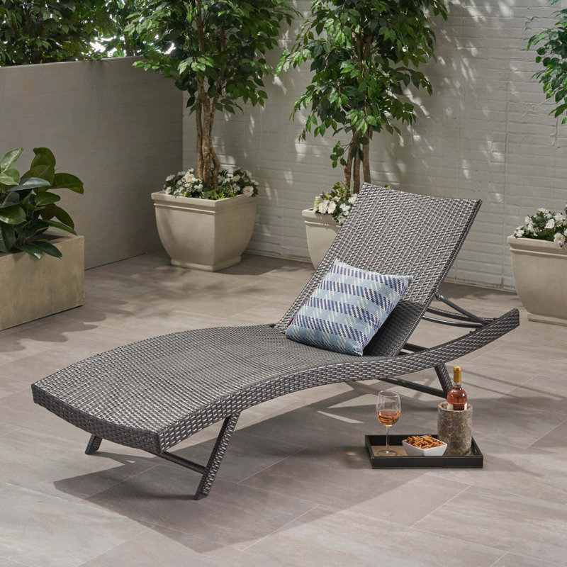 Chaise longue en osier avec dossier réglable Kauai PE