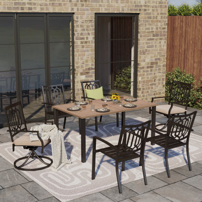 Ensemble de salle à manger de patio pour 6 personnes avec chaises pivotantes Argyri