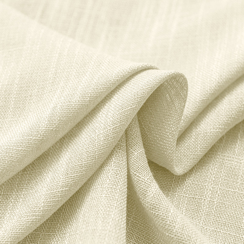 Heavyweight Faux Linen Sheer Curtain Panels Textured Slub Light Filtering Privacy Grommet Curtains for Farmhouse Living Room Warm Beige 55x108inch