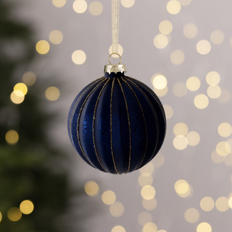 12 Piece Glass Bauble Collection, Blue