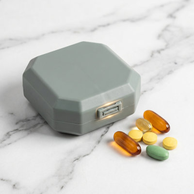 Compartment Storage Organizer Portable 6 Compartments  Box Octagonal Waterproof  Organizer Case Travel Mini Sealed  Container For Vitamins Capsules