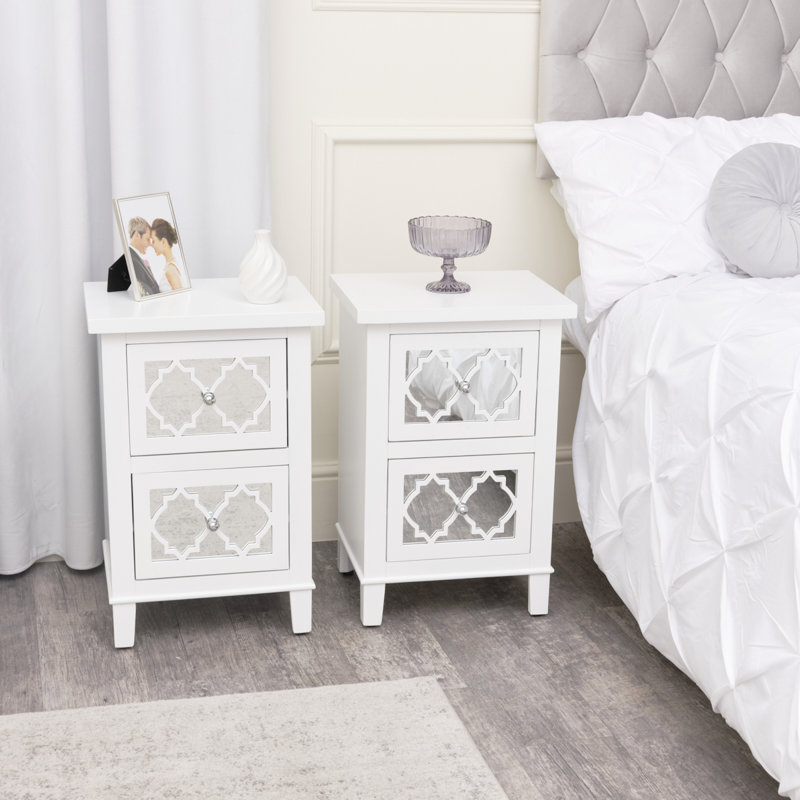 Ajay 40.5cm W Manufactured Wood Bedside Table, White