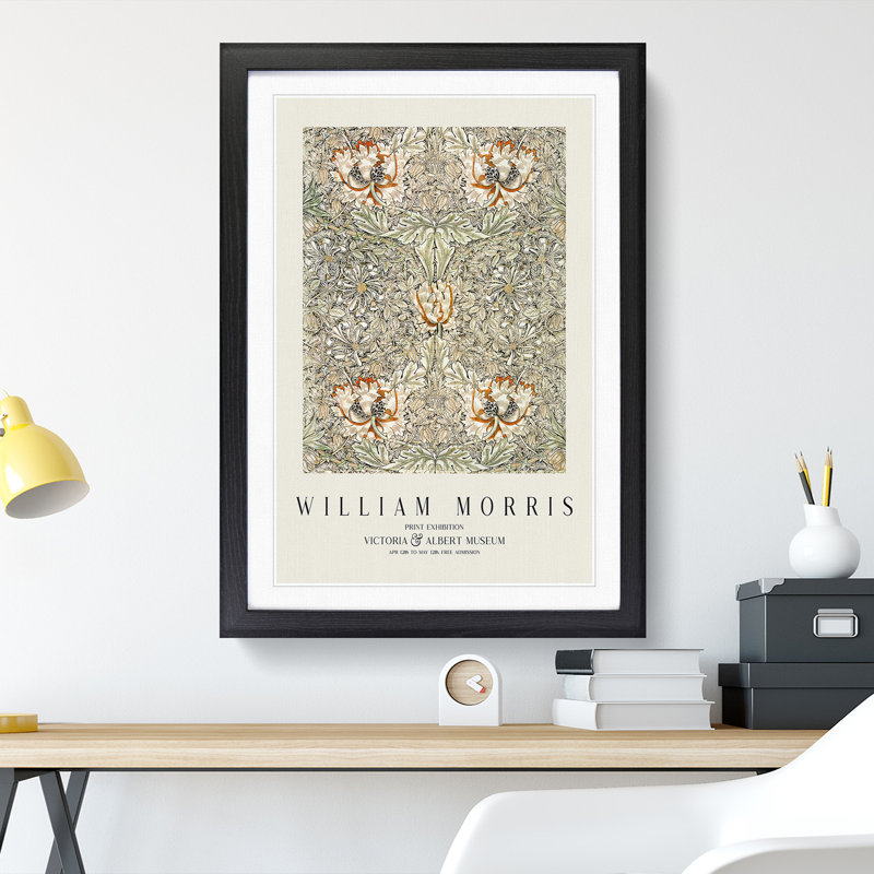 Honeysuckle Vol.3 by William Morris - Picture Frame Painting, Black Framed, 65cm H x 48cm W x 2cm D