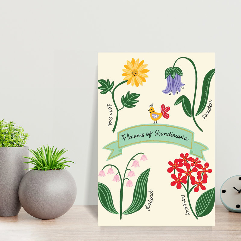 Flowers Of Scandinavia Colorful Vibrant Bird Flower Nature Wall Art Print 1 Piece Wrapped Canvas Wall Art