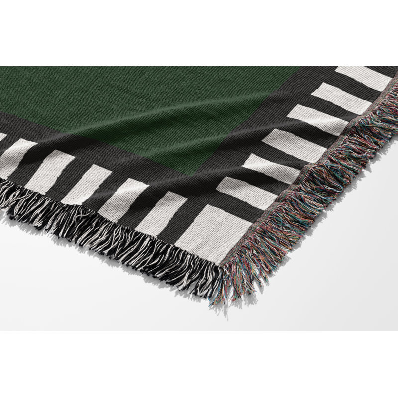 Jeté en mélange de coton Vanjo Snake, Vert / Noir / Blanc cassé, L 60 po x l 50 po