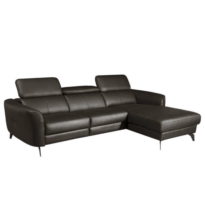 Hales 3 Seater Corner Sofa , Dark Brown, Right Hand Facing