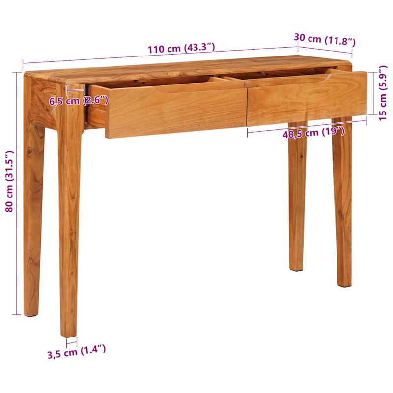 110cm Solid Wood Console Table