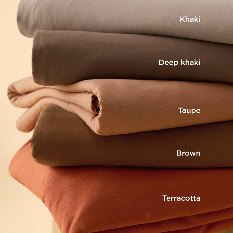 Bedsure Microfiber Duvet Cover Oversized Queen Size - Prewashed Cotton-Like Extra Soft Bedding Set (Set of 3), Khaki
