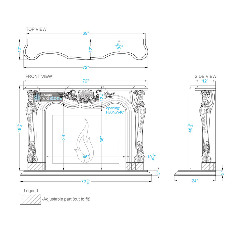 Josephine Fireplace Surround, Acid Wash/Beige