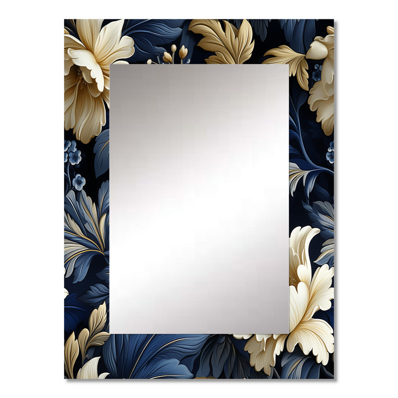 Regal Damask Splendour Victorian Pattern - Floral Mirror Wall Decor, 32" x 24"
