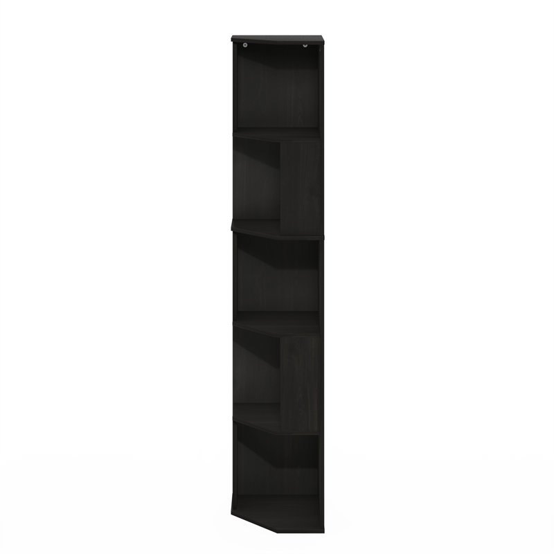 Sharee 5-Tier Freestanding Corner Shelf Bookcase, Bookshelf,, Espresso