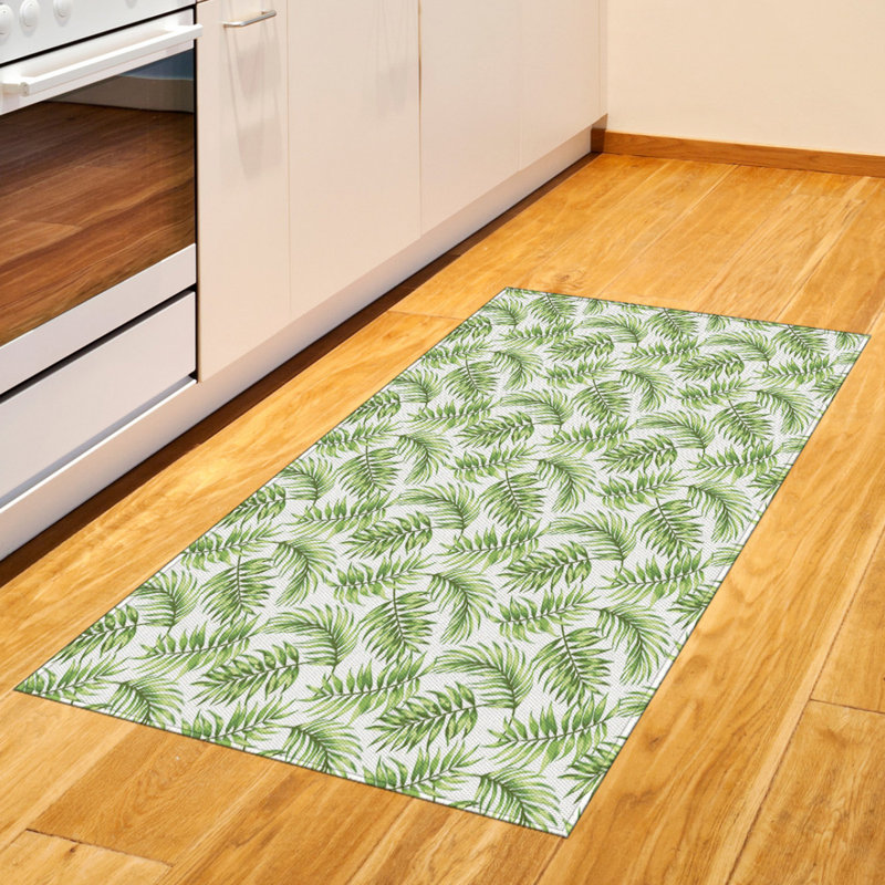 Tapis décoratif à haute densité en fibres de polyester Palm Leaf, Rectangle 2 pi 7 po x 5 pi