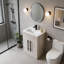 Meuble-lavabo simple autoportant de 24 po avec lavabo en céramique, avec rangement et portes à fermeture en douceur pour petits espaces-97417512