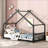 Twin Size Metal House Bed Frame - No Box Spring Needed, Black, 350lbs Capacity