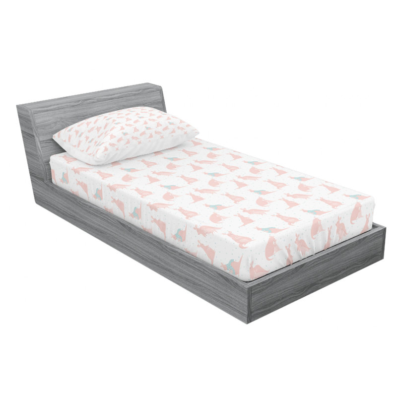 Microfiber Patterned Fitted Sheet, Twin Fitted Sheet with 1 Pillowcase