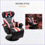 Fauteuil inclinable de jeu, style course avec support lombaire, repose-pieds et amp; Porte-gobelets | Noir / blanc / rouge cramoisi | Structure en acier-341836805