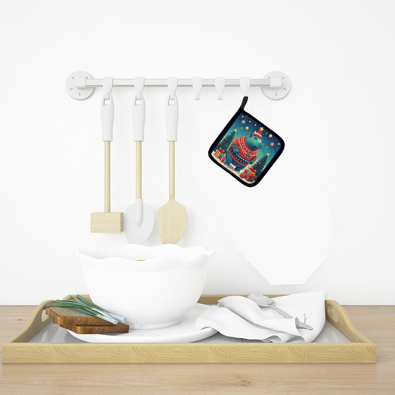 Paire de porte-casseroles Hippopotamus Christmas
